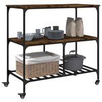 vidaXL Chariot de cuisine chêne fumé 100x50x95 cm bois d'ingénierie