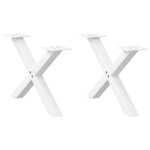 vidaXL Pieds de table basse en forme de X 2 pièces blanc 60 x (30-31) cm acier