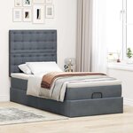 vidaXL Cadre de lit ottoman et matelas gris foncé 90x200 cm velours