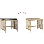 vidaXL Tabourets jardin et coussins lot de 4 mélange beige 41x41x36 cm