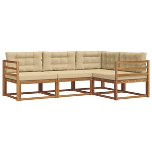 vidaXL Ensemble de canapés d'extérieur 4 Pièces Naturel et Beige