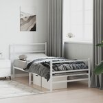 vidaXL Cadre de lit métal avec tête de lit/pied de lit blanc 100x200cm