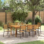 vidaXL Ensemble de salle à manger pour jardin 9 Pièces Noir Poly rotin