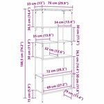 vidaXL Bibliothèque Bois Ancien 76 x 33 x 188 5 cm Bois d'ingénierie