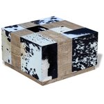 vidaXL Table basse Cuir de vache 60 x 60 x 36 cm