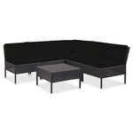 vidaXL Salon de jardin 6 Pièces avec coussins Résine tressée Noir