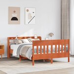 vidaXL Cadre de lit sans matelas cire marron 150x200cm bois pin massif