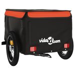 vidaXL Remorque de vélo noir et orange 30 kg fer
