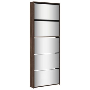 vidaXL Armoire à chaussures miroir 5niveaux Chêne marron 63x17x169 5cm