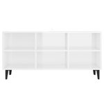 vidaXL Meuble TV avec pieds en métal Blanc brillant 103 5x30x50 cm