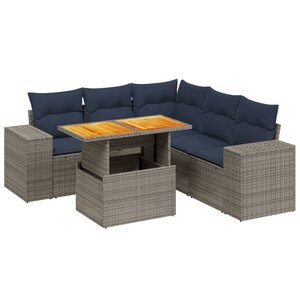 vidaXL Salon de jardin 6 Pièces avec coussins gris résine tressée