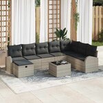 vidaXL Ensemble de canapé de jardin 9 Pièces Gris clair 289 x 179 x 85 cm