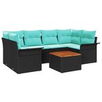 vidaXL Ensemble de canapé de jardin 7 Pièces Noir et turquoise