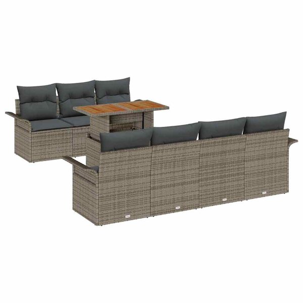 vidaXL Ensemble de canapé de jardin 8 Pièces Gris Poly rotin