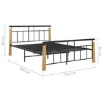 vidaXL Cadre de lit sans matelas métal bois de chêne massif 140x200 cm
