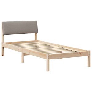 vidaXL Cadre de lit Marron et taupe 90 x 190 cm Bois massif en pin