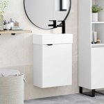 vidaXL Meuble de salle de bain avec robinet Blanc 45 5 x 22 5 x 84 cm