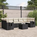 vidaXL Salon de jardin 8 Pièces avec coussins noir résine tressée