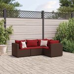 vidaXL Salon de jardin 4 Pièces avec coussins Marron Résine tressée