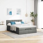 vidaXL Lit ottoman avec matelas et LED gris foncé 140x190 cm tissu
