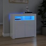 vidaXL Buffet avec lumières LED blanc brillant 80x35x75 cm