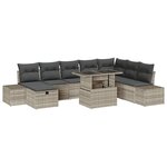 vidaXL Ensemble de canapé de jardin 9 Pièces Gris clair polyrotin