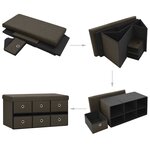 vidaXL Banc de rangement pliable Marron foncé 76x38x38 cm Faux lin