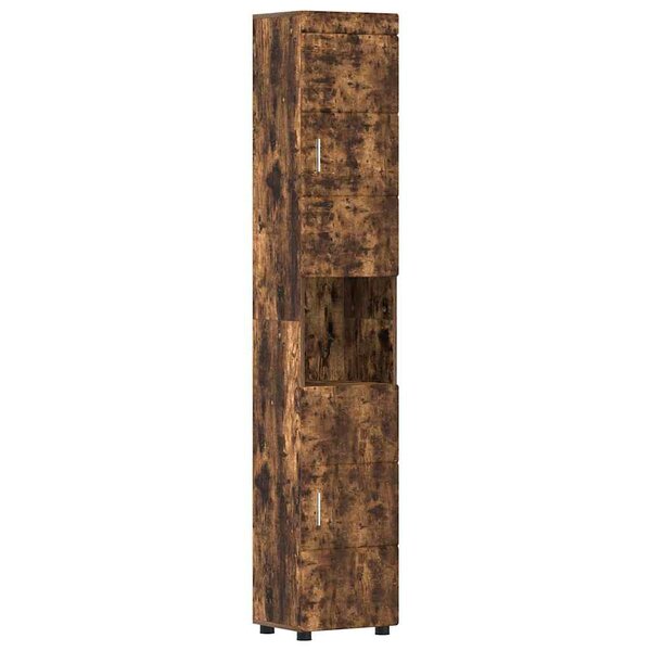 vidaXL Cabinet de salle de bain TULUM Chêne fumé 37 x 31.5 x 203 cm