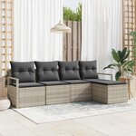 vidaXL Ensemble de canapé de jardin avec coussin 5 Pièces Gris clair