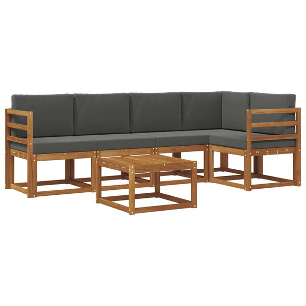 vidaXL Ensemble de canapés d'extérieur 6 Pièces Naturel et Anthracite