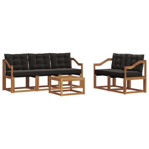 vidaXL Ensemble de canapés d'extérieur 6 pc Naturel et Noir