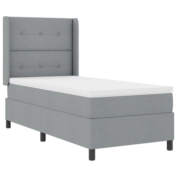 vidaXL Lit à Ressorts avec Matelas & Lumière LED Gris Clair 90x200 cm Tissu