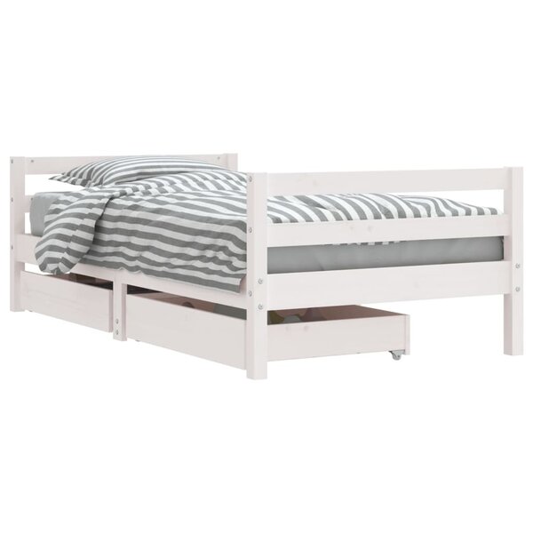 vidaXL Cadre de lit pour enfant tiroirs blanc 80x160cm bois pin massif