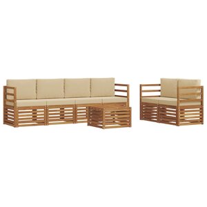 vidaXL Ensemble de canapés d'extérieur 7 pc Naturel et Beige