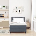 vidaXL Lit à ressorts avec matelas Gris foncé 90 x 190 cm tissu