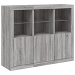 vidaXL Buffets avec lumières LED 3 Pièces sonoma gris bois d'ingénierie