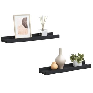 vidaXL Étagères à rebord pour cadre photo 2 Pièces Noir 40x9x3 cm MDF