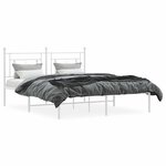 vidaXL Cadre de lit métal sans matelas et tête de lit blanc 150x200 cm