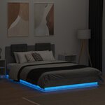 vidaXL Cadre de lit avec LED sans matelas gris béton 120x200 cm