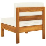 vidaXL Canapé de jardin 3 places et coussins blanc crème Bois d'acacia