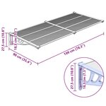 vidaXL Auvent de porte Gris et transparent 199x90 cm Polycarbonate
