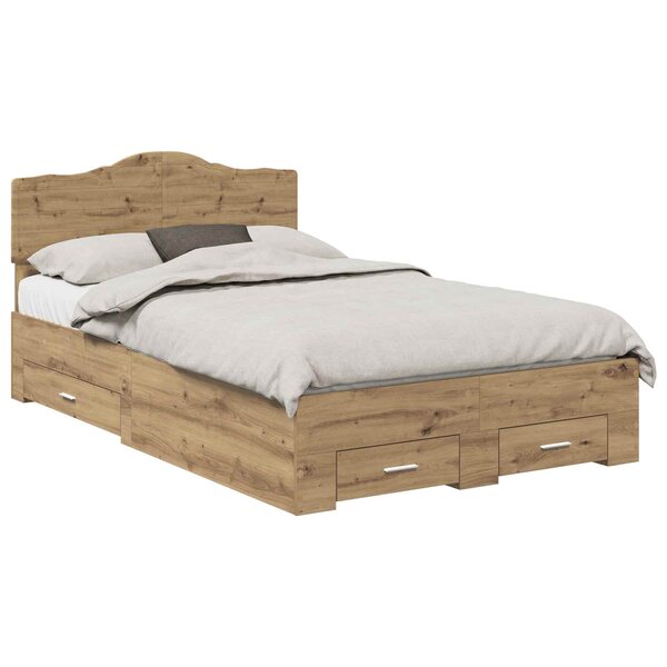 vidaXL Cadre de lit Chêne artisanal 120 x 190 cm Bois d'ingénierie