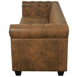 vidaXL Canapé Chesterfield 3 places cuir artificiel marron