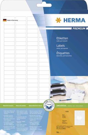 Etiquettes premium, 25 feuilles a4 48,5 x 25,4 mm, blanc herma