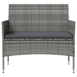 vidaXL Salon de jardin 16 Pièces avec coussins Résine tressée Gris