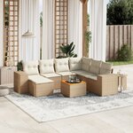 vidaXL Salon de jardin avec coussins 8 Pièces beige résine tressée