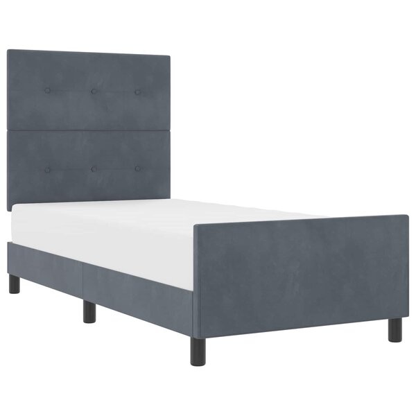 vidaXL Lit à ressorts avec tête de lit Gris foncé 90 x 200 cm Velours