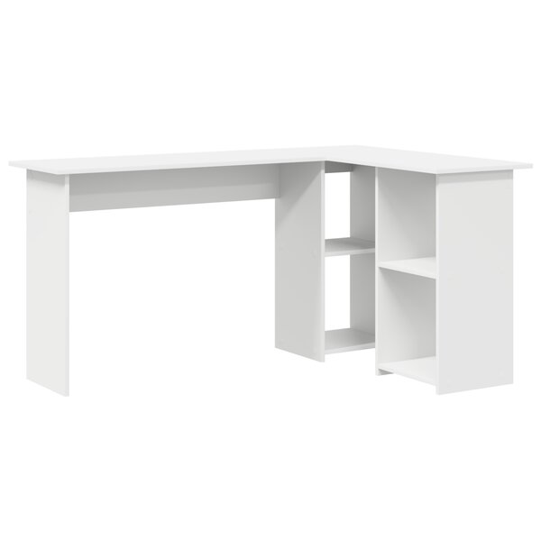 vidaXL Bureau blanc Blanc Bois d'ingénierie Moyenne Bureau d'ordinateur