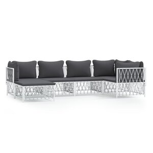 vidaXL Salon de jardin avec coussins 6 Pièces blanc acier