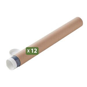 Pack and Move - Lot 12 tubes pour expédition et emballage - ø0.6x50cm - Pour affiche et poster - Avec capuchon